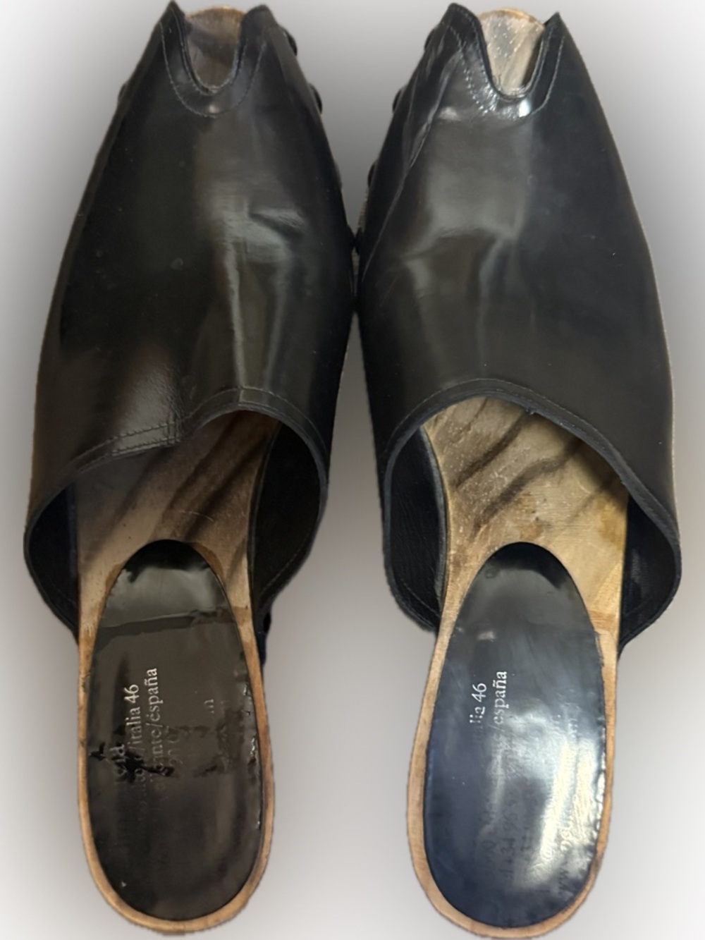 Pedro Garcia Black Leather Peep-Toe Slip-On Mules | Sz 39